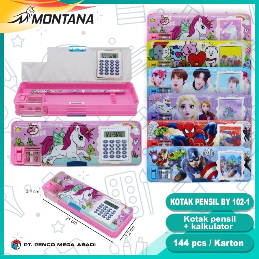 

Kotak pensil kalkulator modern plus rautan + pensil
