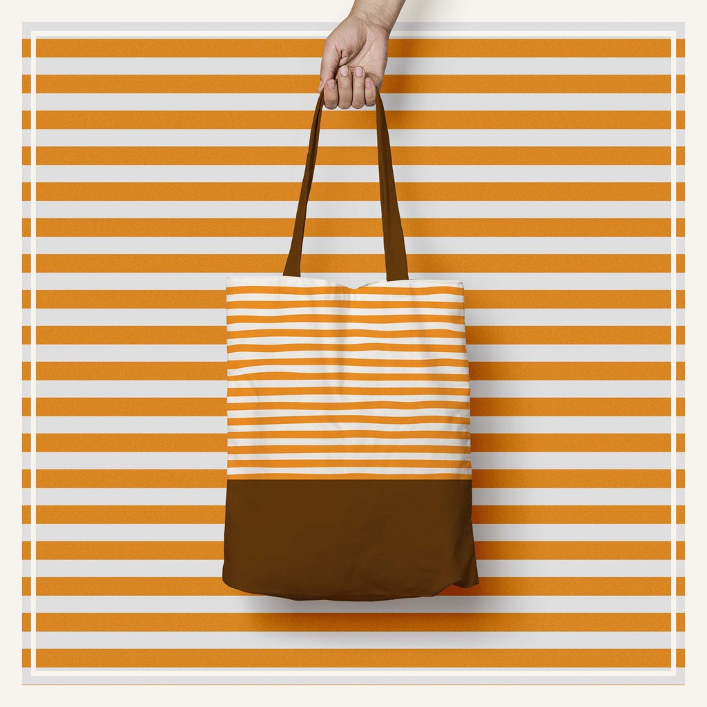 Tote Bag Kanvas Stripe Kuning