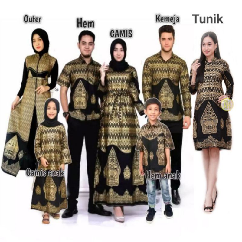 Maura Couple - Sania Ruffle Batik Keluarga Couple Jazy Gamis Syar'i - Gamis Kerah Jazy Terbaru Motif Wayang Prodo