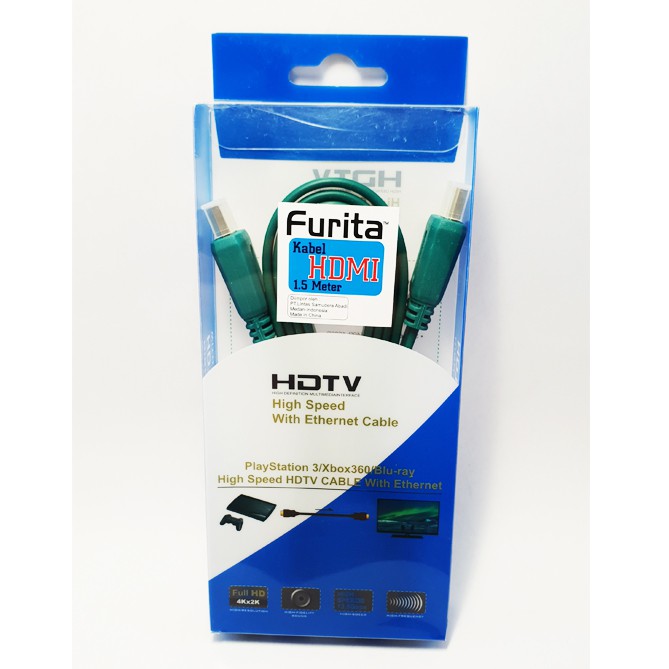 KABEL HDMI FURITA FLAT 1.5 METER (HDMI-HDMI) VER 1.4 HIGH SPEED