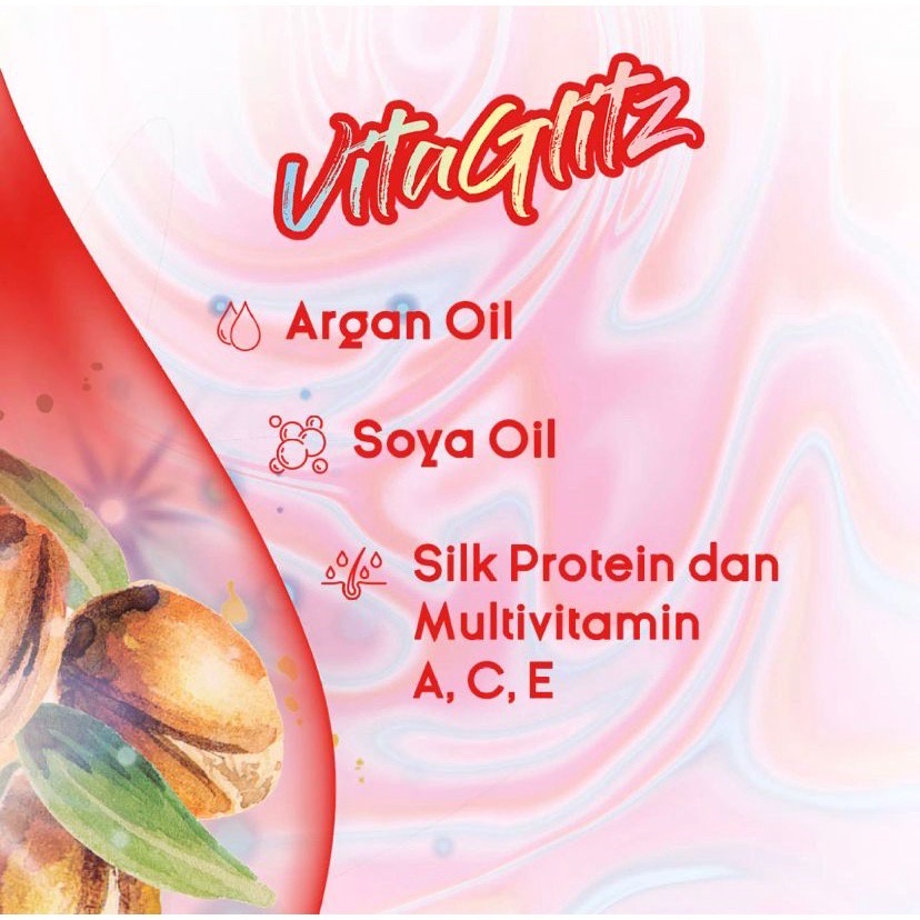 MAKARIZO VitaGlitz Hair Serum Strength Booster Indonesia / Serum Rambut Tube 8ml / For Dull &amp; Brittle Hair / Revitalizing Care Shine Reflect Enhancer / Treatment Perawatan Vitamin Creambath Parfum / Energy Fibertherapy Shampoo Advisor Profesional / Paket