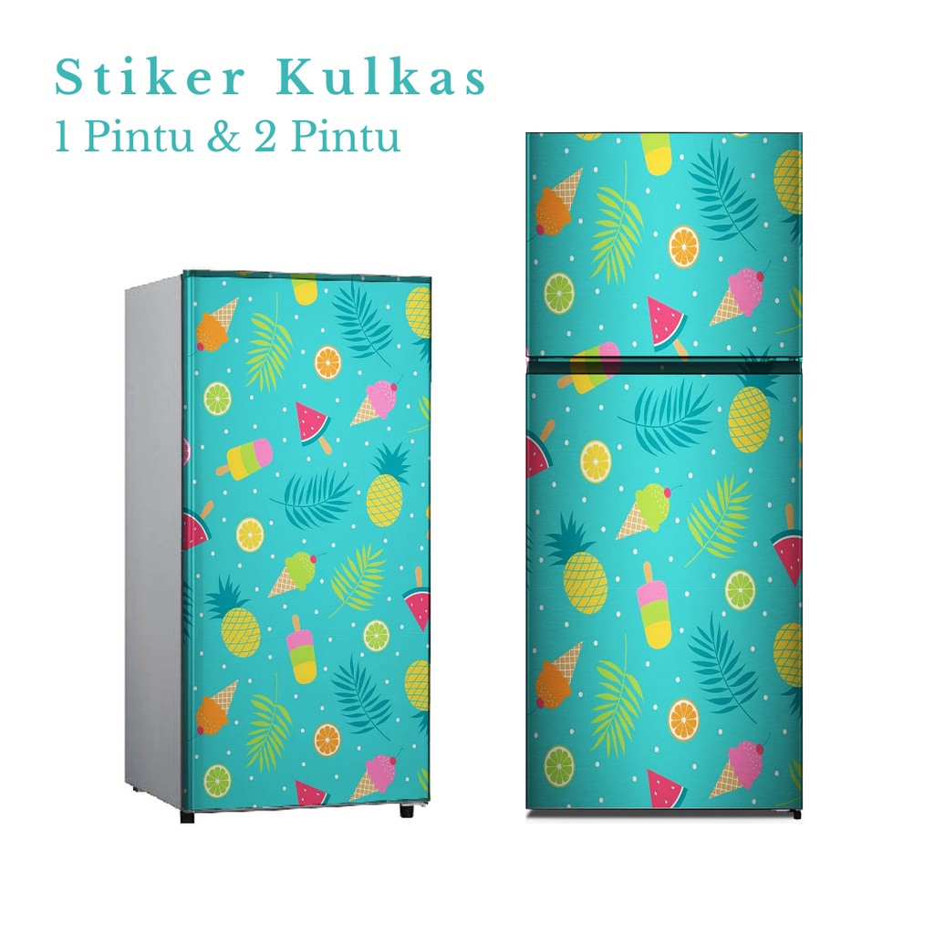 Stiker kulkas 1 pintu dan Stiker Kulkas 2 pintu motif Buah Kode B-H8 - FX