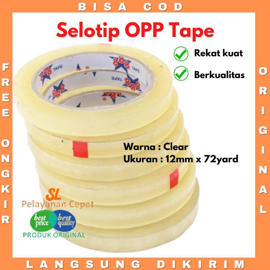 Isolasi Selotip 888 Tape Ukuran 12mm Rekat Kuat Berkualitas Murah