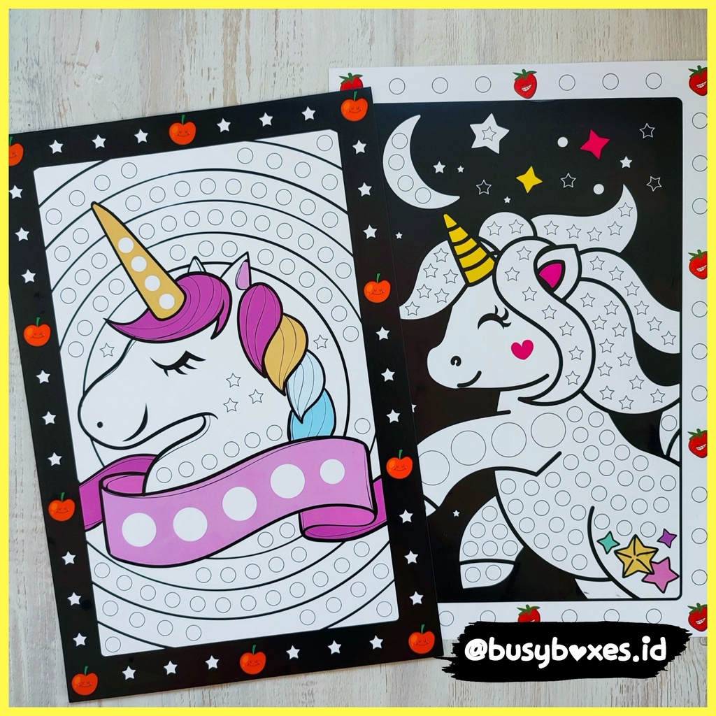 [busyboxes.id] Mainan Edukasi Aktivitas anak mainan montessori preschool Menempel Sticker seri unicorn