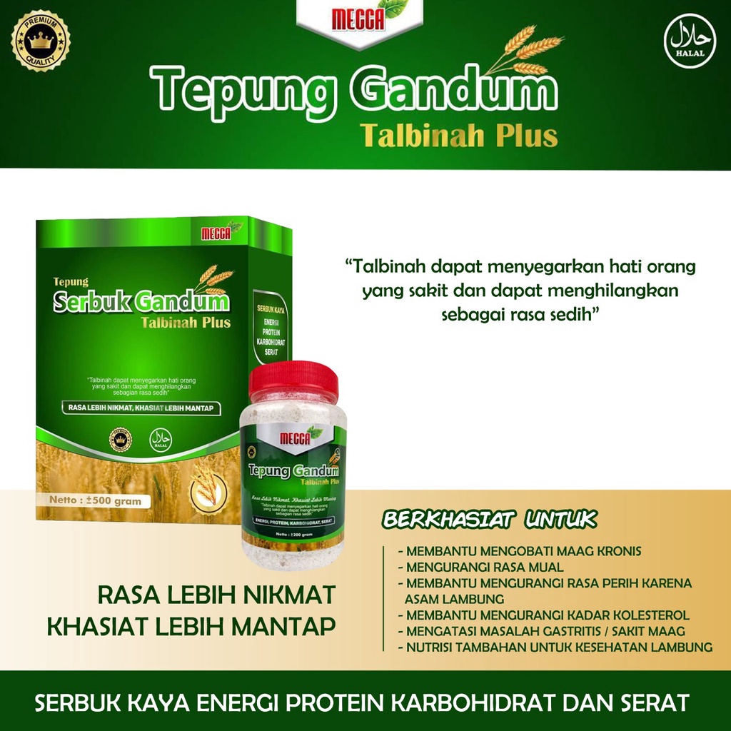 

Talbinah Tepung Gandum Mecca 500 Gram Atasi Maag Kronis