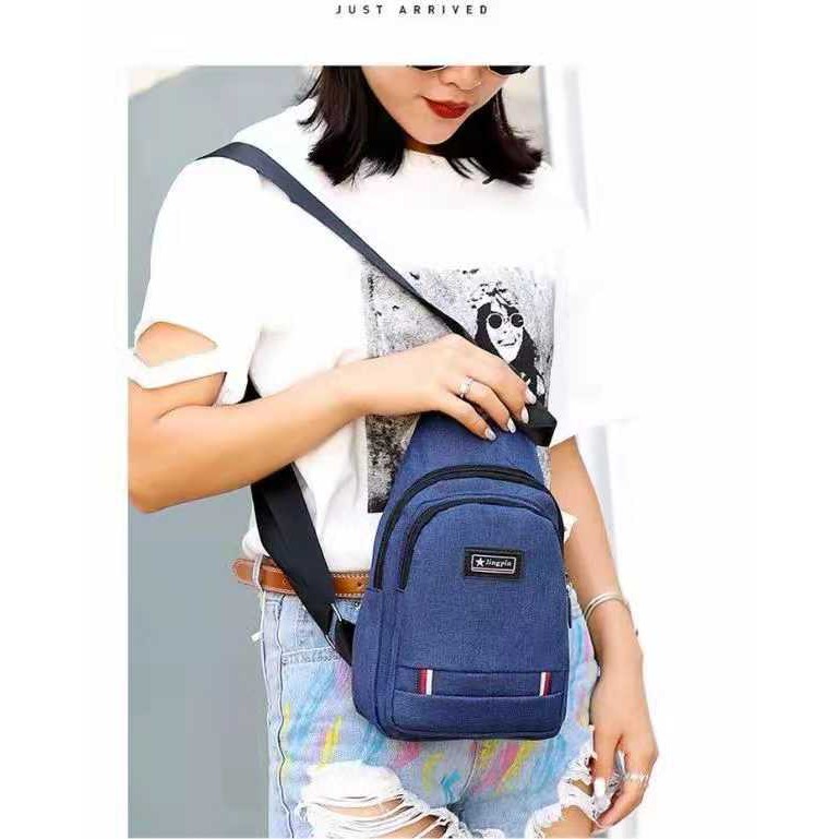 Tas Selempang Kanvas 7133 Fashion IMPOR Cowo Korean Style Slempang Gadget Bag ADA USB CHARGER port