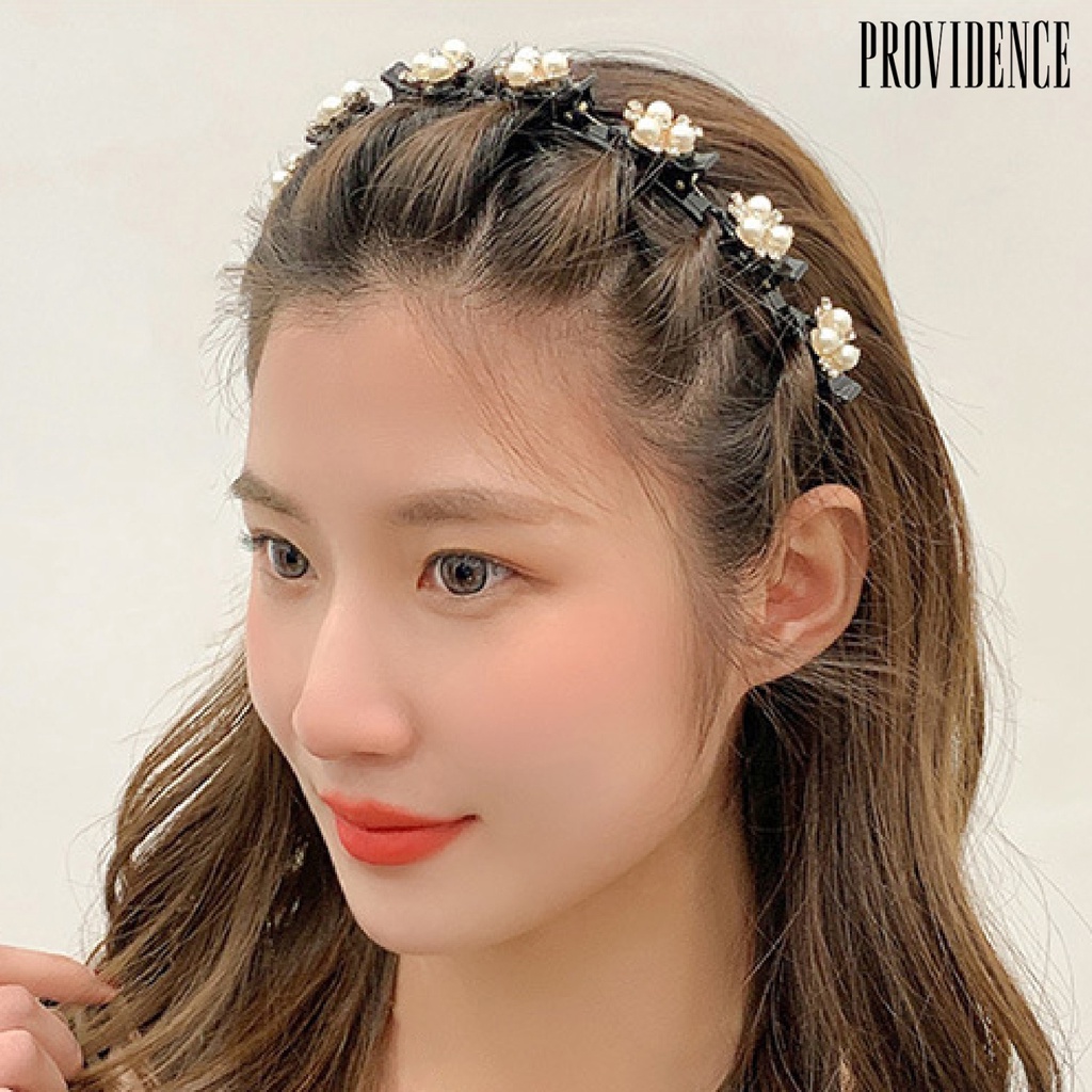 Providence Faux Pearl Eight Small Clips Headband Resin Double Layer Non-slip Bangs Clip Hair Hoop Hair Accessories