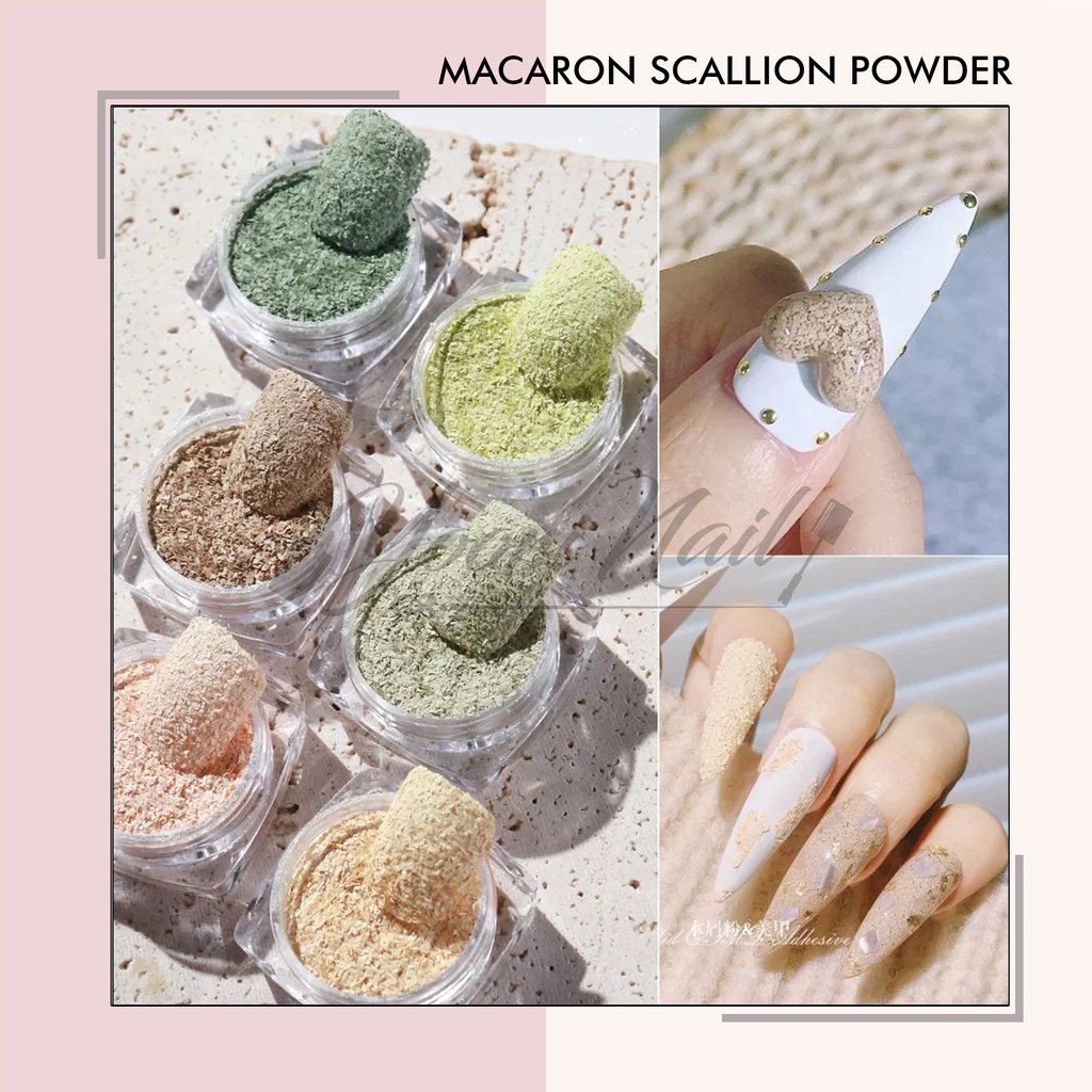 Macaron scallion powder set 6 warna maccaron serbuk dekorasi nail art