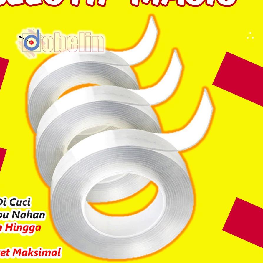 

♤ Selotip Isolasi Double Dobel Nano Tip Tape Dinding Bening Lakban Super Kuat 3M Tanpa ✸