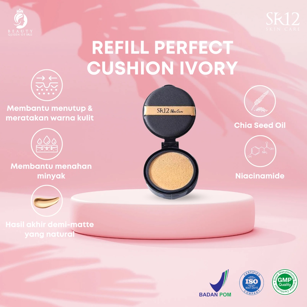 Serum Cushion Refill Perfect Cushion Ivory Natural Dewy Finish Bedak Cushion Waterproof Menutupi Pori-Pori Full Coverage