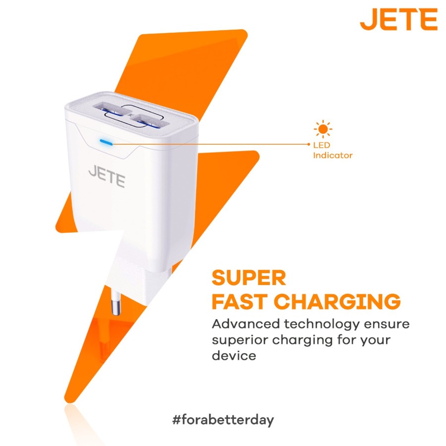 Kepala Charger | Adaptor Hp Fast Charger Kabel USB Micro JETE C82 - Garansi  2 Tahun