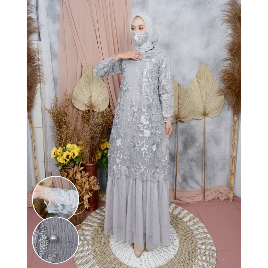 Gamis tutu tille two tone  - gamis Import - Gamis Brokat - Brokat Muslim - Brokat Casual