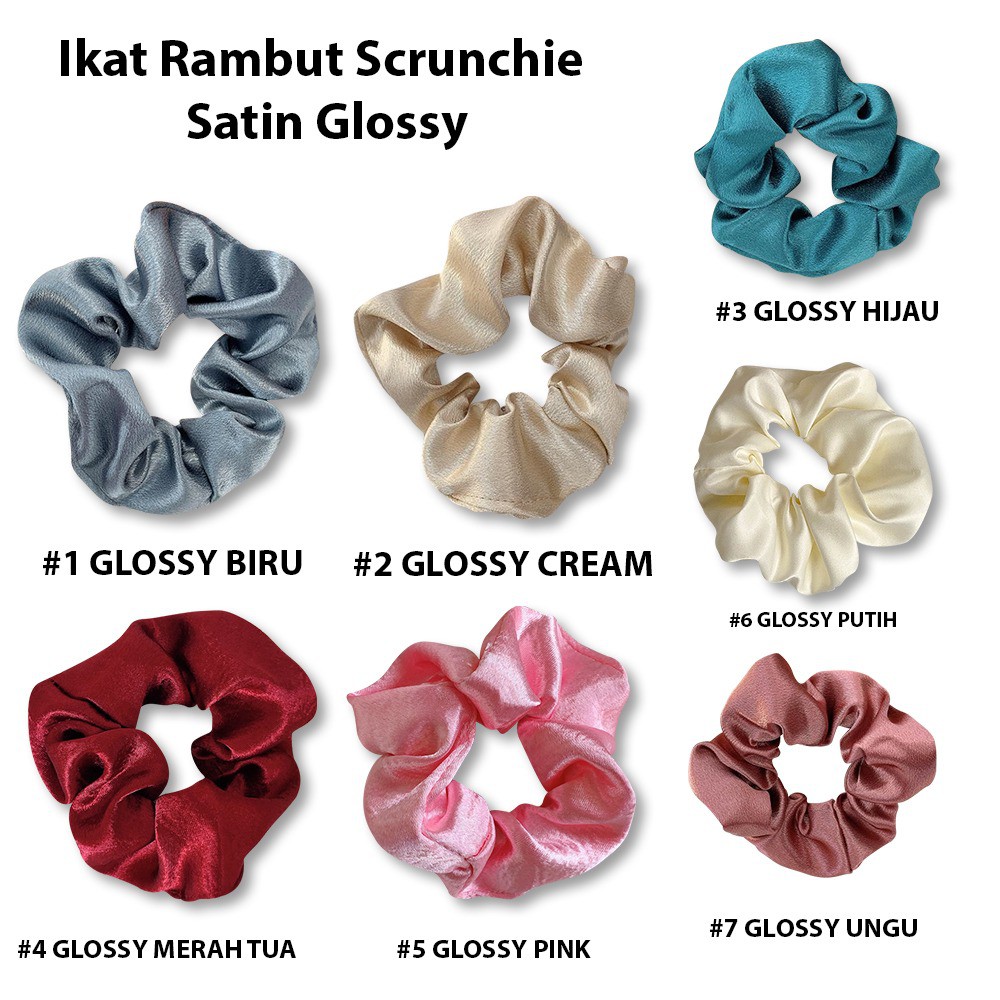 AGG-259 Ikat Rambut Scrunchie Ikat Rambut Motif Kotak , Satin dan Vintage Ikat Rambut Cepol Murah