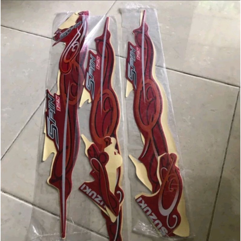 STIKER STRIPING LES BODY SUZUKI SPIN LAMA BODY MERAH BAHAN ORIGINAL ORI