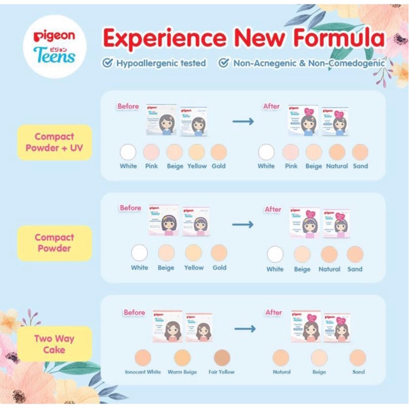 PIGEON Teen Compact Powder + UV PROTECTION ( KEMASAN BIRU)