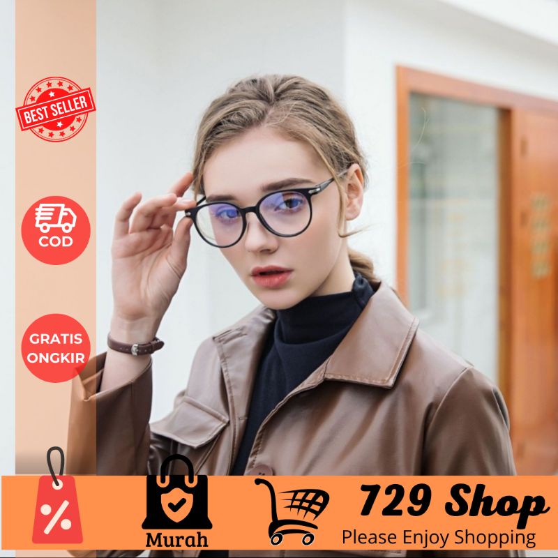 Kacamata Anti Radiasi Lensa Transparan Wanita Pria Frame Ringan / Sunglasses Import Korea / Kacamata Gaul Import Best Seller