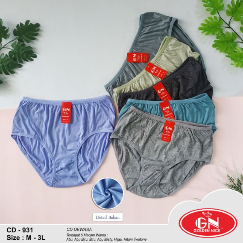 6 Pcs Celana Dalam Golden Nick 931 Original | CD Wanita Dewasa | Size M L XL XXL / 3L