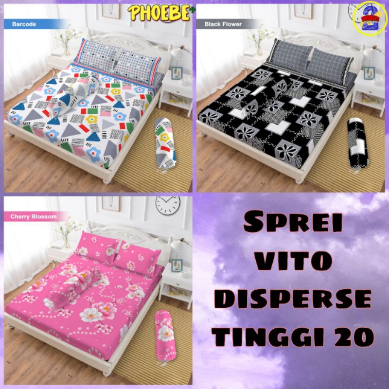 Sprei VITO 160x200 / 180x200 T20 - Barcode Black Flower Cherry Denali Grey Leaf Liquid Phantom -