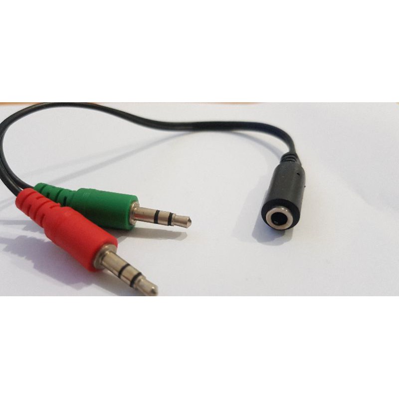 Kabel Jack 3.5mm Female to Dual 3.5mm Male Hi-fi (Mic+Hear)