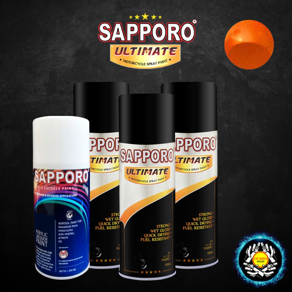 Jual PAKET SAPPORO CANDY ORANGE CAT SEMPROT 400 ML CAT MOTOR AEROSOL