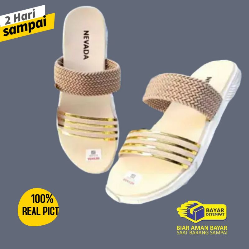 Sandal Wanita Nevada Glitter Sandal Jepit Flat Wanita Slip Murah Sendal Wanita Terbaru