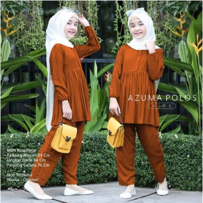 ✅COD Set Azuma Kids Anak Perempuan Baju Tunik Anak UMUR USIA 6 7 8 TAHUN Setelan Anak Muslim Rample 