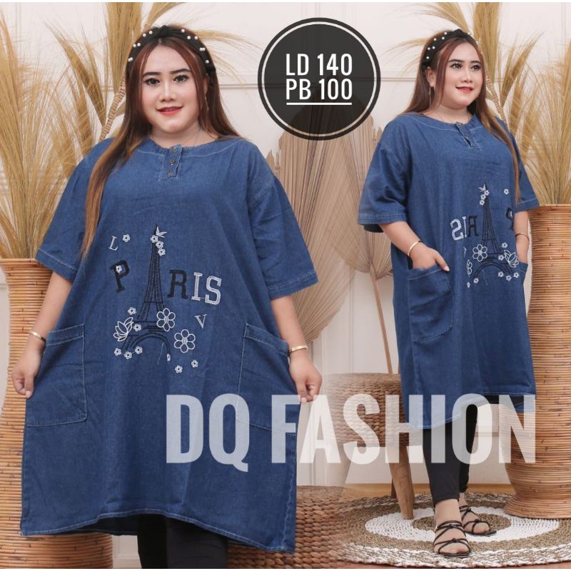 DRESS JEANS//DRESS JUMBO XXXL BORDIL ASLI//DRES SUPER JUMBO // BIG SIZE