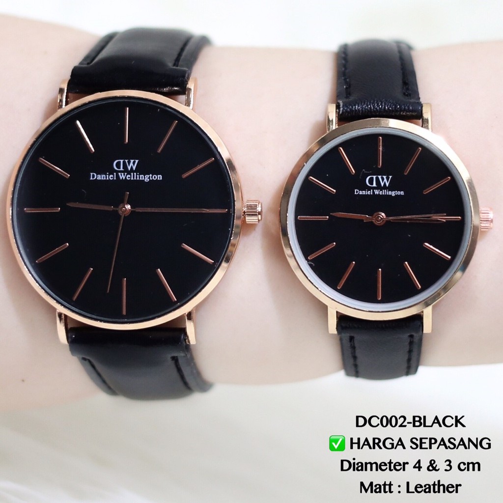 Jam tangan COUPLE HARGA SATUAN tali kulit leather termurah free baterai cadangan DC002