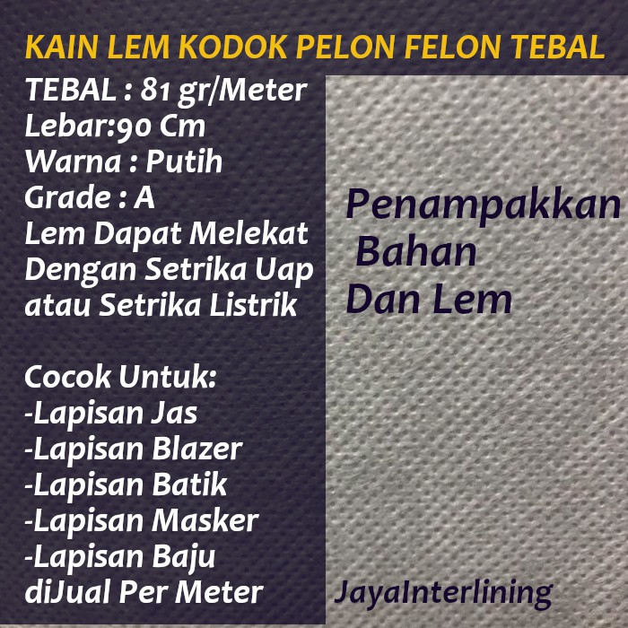 Kain Lem Kodok Pelon Felon TEBAL LEBAR 90CM Putih MURAH