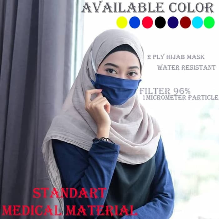 GRATIS ! MASKER HIJAB 2 LAPIS bahan medis kain spunbond