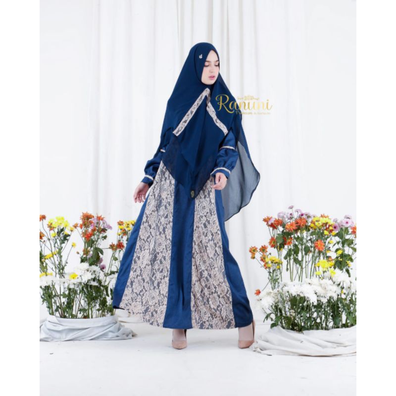 Zayana Dress Only - Navy - Hari Raya Lebaran - by Ranuni Bukan Sisesa Jawhara Kameela Hijab
