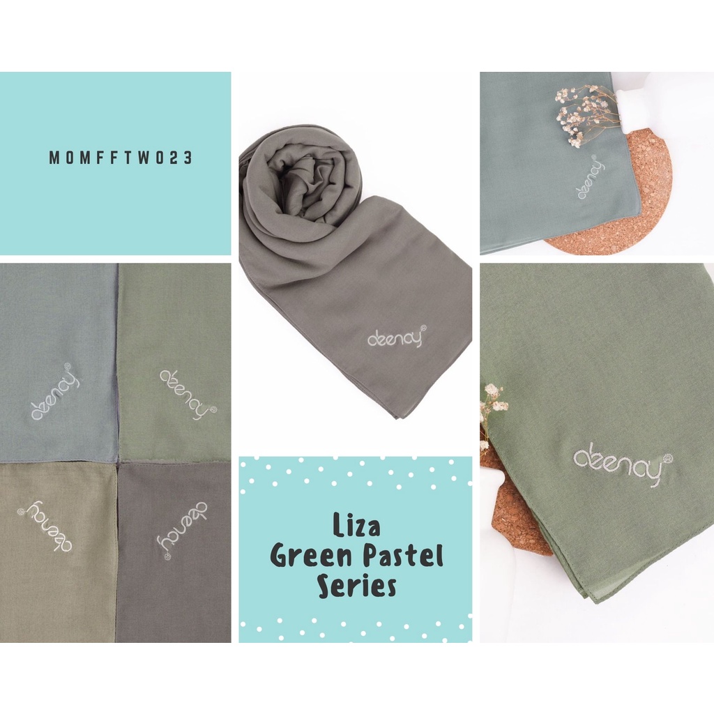 Kerudung Deenay Liza Green Pastel Series (Sea Grass, Shadow, Forest Night, Silver Sage) Series / Jil