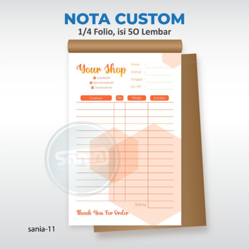 

NOTA CUSTOM ECERAN MURAH SANIA 11