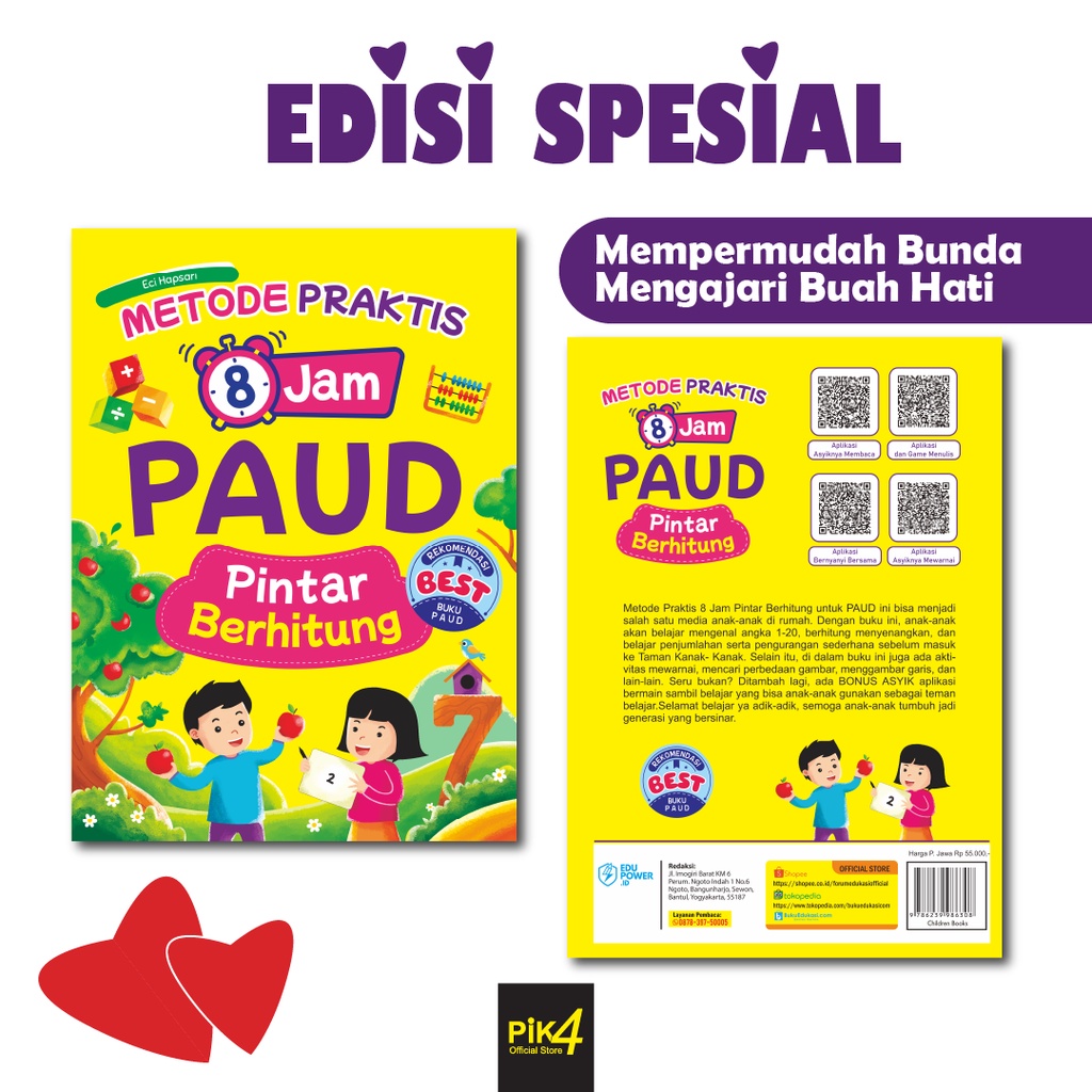 Buku anak Metode Praktis 8 Jam PAUD Pintar Berhitung pra tk