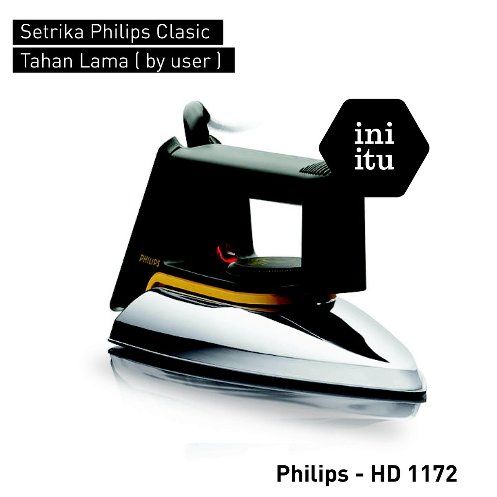 [ Philips ] Setrika / Gosokan Philips HD1172 - Classic Dry Iron (Resmi Philips Indonesia)