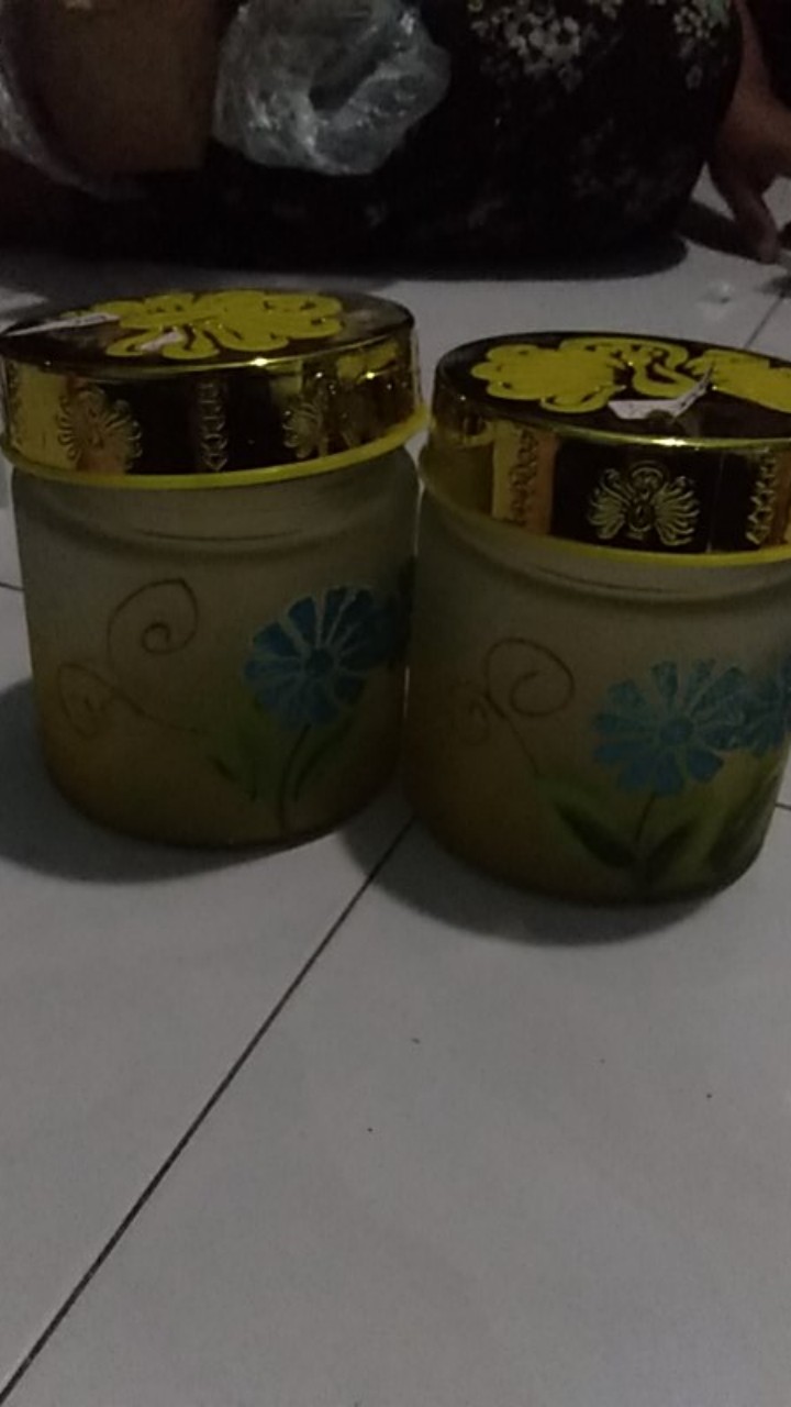 Toples Kaca Rainbow Dove Corak Kembang Pendek/toples Lebaran Lily