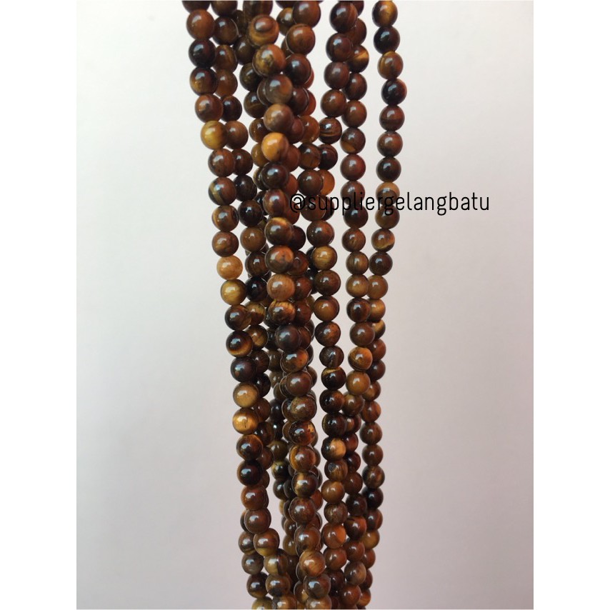 batu 4mm brown tiger eye rare batu biduri sepah cokelat renceng alam aksesoris craft supplier grosir