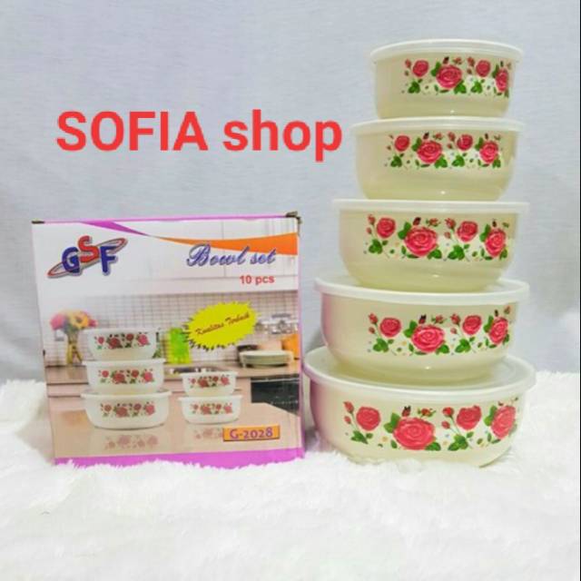 Mangkok beranak Mixing Bowl GSF Enamel Set Rantang Susun 5 PCS GSF G-2028 / G 2028 free bubble warp