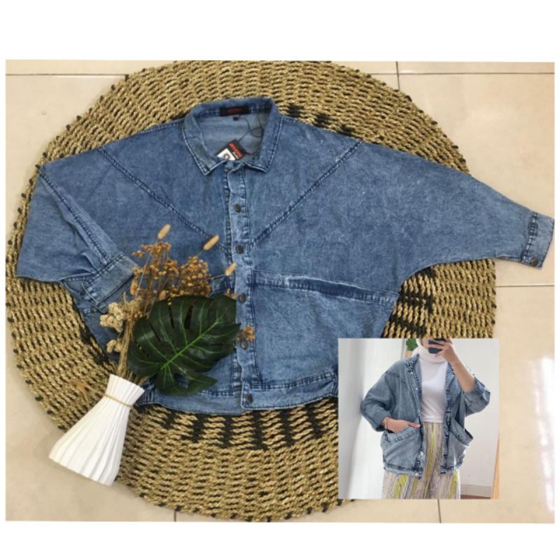 Jaket Jeans Wash Oversize//Jaket Jeans Terbaru Jumbo Lengan Pendek// Blazer Jeans Wanita