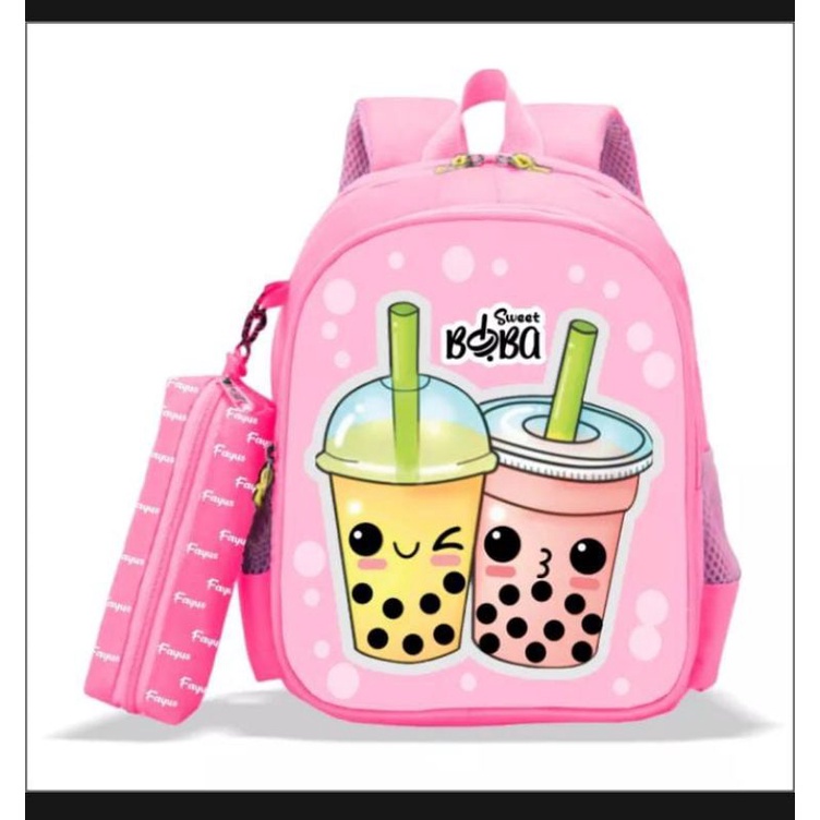 Tas Ransel Sekolah Anak Perempuan Boba Bublle Drink Milk,Tas sekolah TK,SD Boba