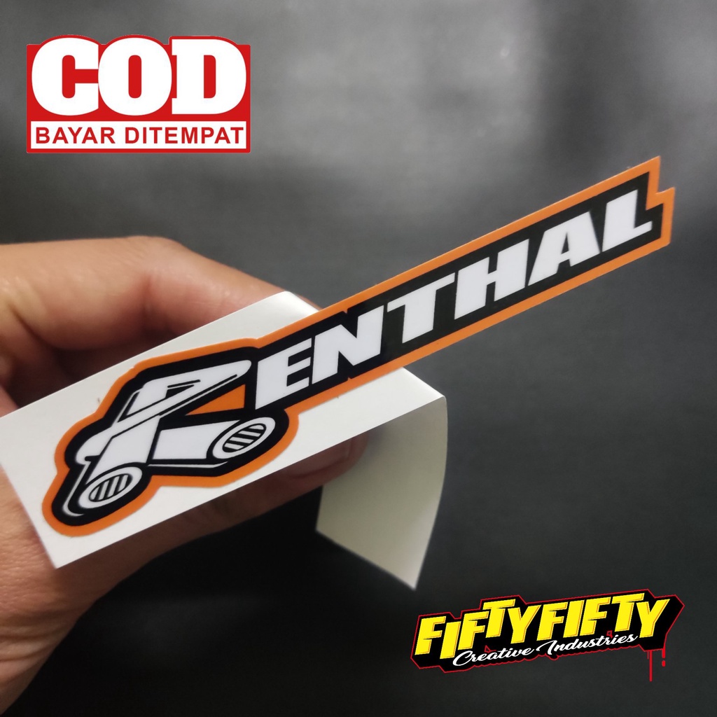 Stiker Print Cut RENTHAL Stiker Printing Laminasi Glossy Tahan Air Stiker Motor Mobil Helm Sudah Membentuk Pola Desain