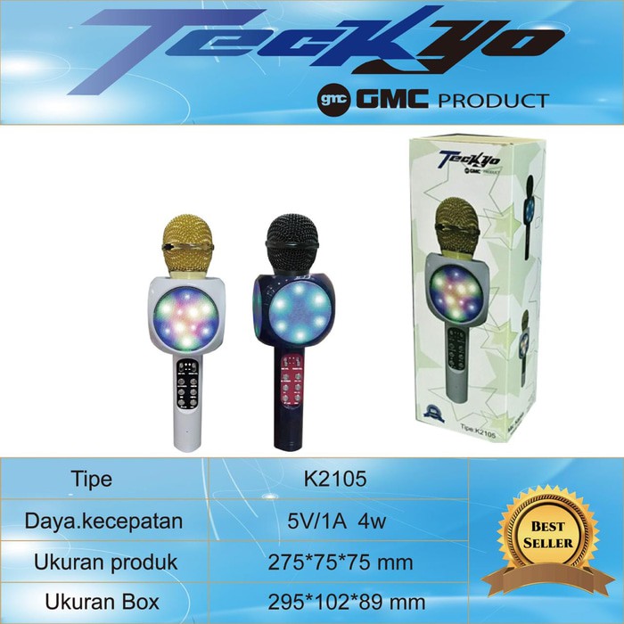 Mic Portable Focal Bluetooth Karaoke Teckyo K2105 + Lampu Disco