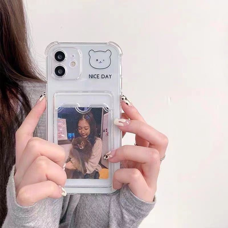 Soft Case Silikon TPU Transparan Shockproof Motif Beruang Untuk IPhone 13 12 Mini 11 10 Pro XS Max X XR 8 7 6 6S Plus SE 2020