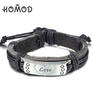 Gelang Love Button Strip Leather Kulit Sintetik