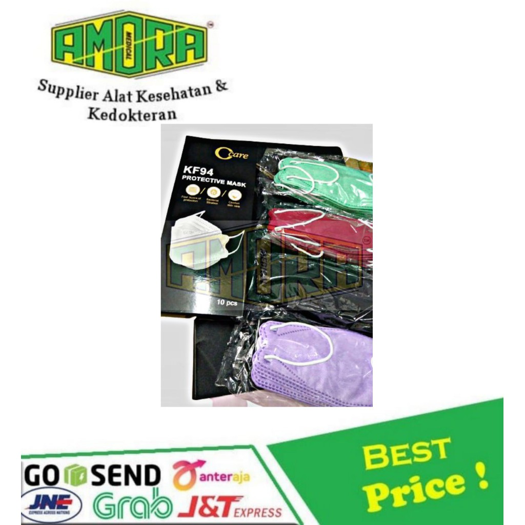 Masker KF 94 C care Hitam Isi 10Pcs Perpack [Mirip Sensi Convex]