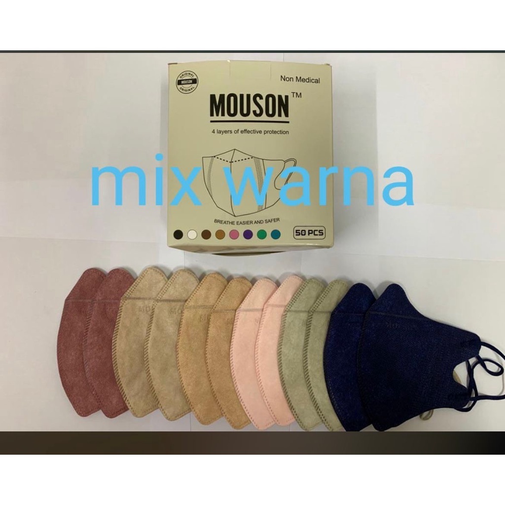 Masker Duckbill Mouson 4ply Mix Warna isi50