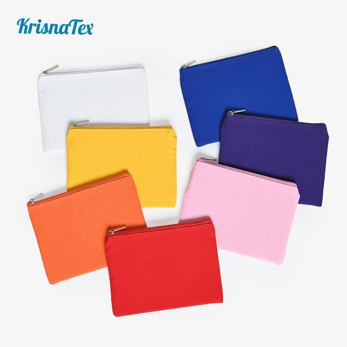 Pouch Zipper Canvas Polos Besar ( Dompet resleting kanvas ) - Putih