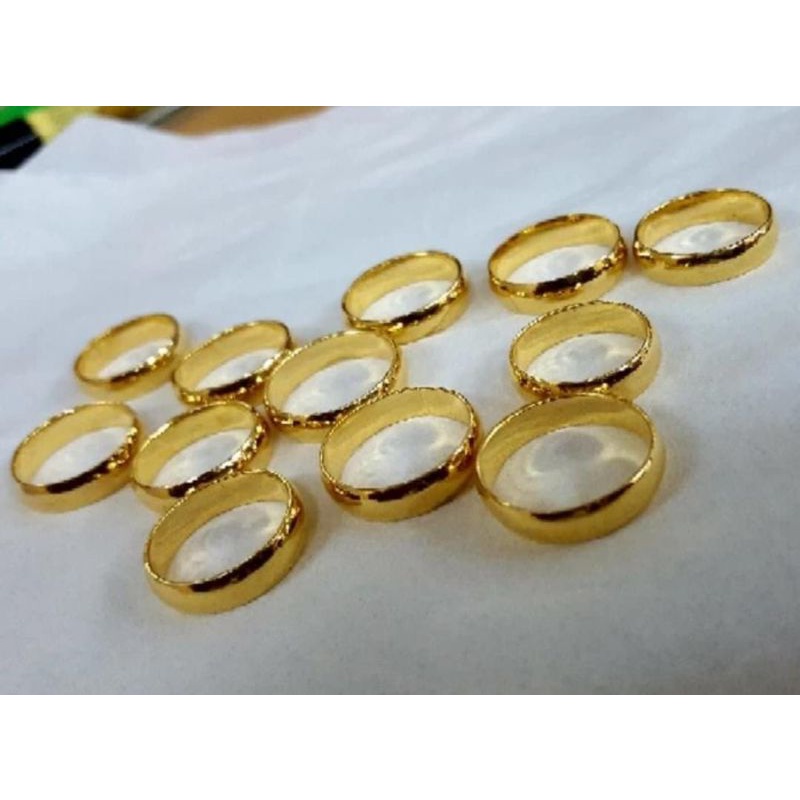 Cincin Polis emas asli 24K gold padat belarotan polos buat kawin tunangan - Cokelat