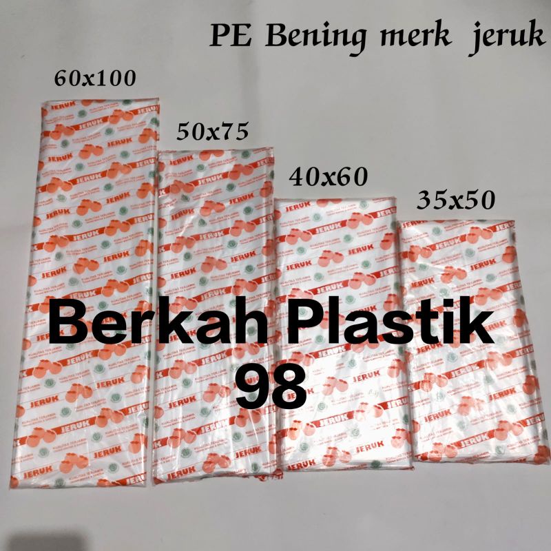PLASTIK PE BENING, UK 60x100-50x85-50x75-40x60x35x50, KANTONG PLASTIK PE JERUK, KANTONG PLASTIK LOUN