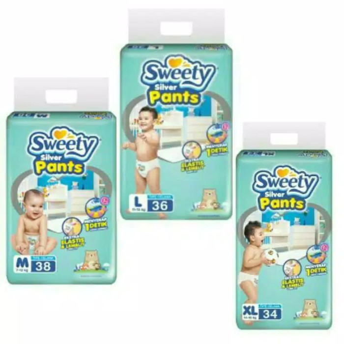 SWEETY SILVER PANTS ukuran S isi 66 / pampers bayi sweety silver pants / popok murah sweety silver